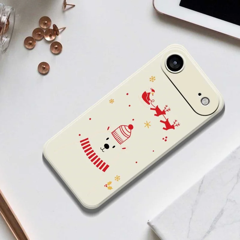 For iPhone Air Case Bear Pattern Printing Straight Edge TPU Phone Back Cover - Beige