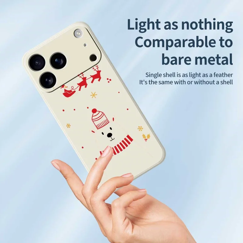 For iPhone 17 Pro Case Bear Pattern Printing Straight Edge TPU Phone Back Cover - Beige