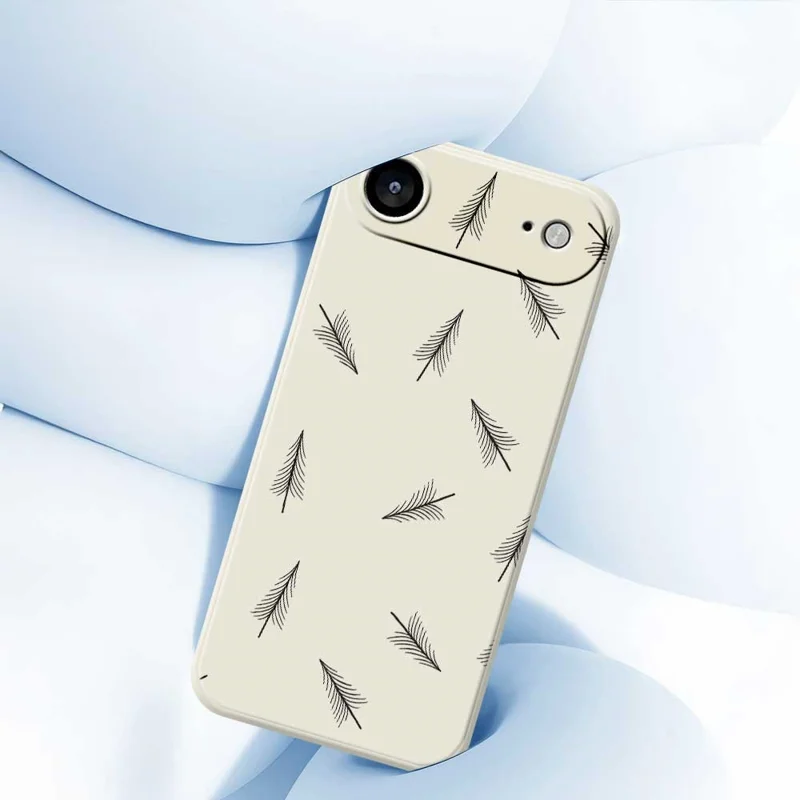Для iPhone 17 Air Case с ручной росписью деревьев Прямоугольный чехол для телефона из ТПУ - Бежевый