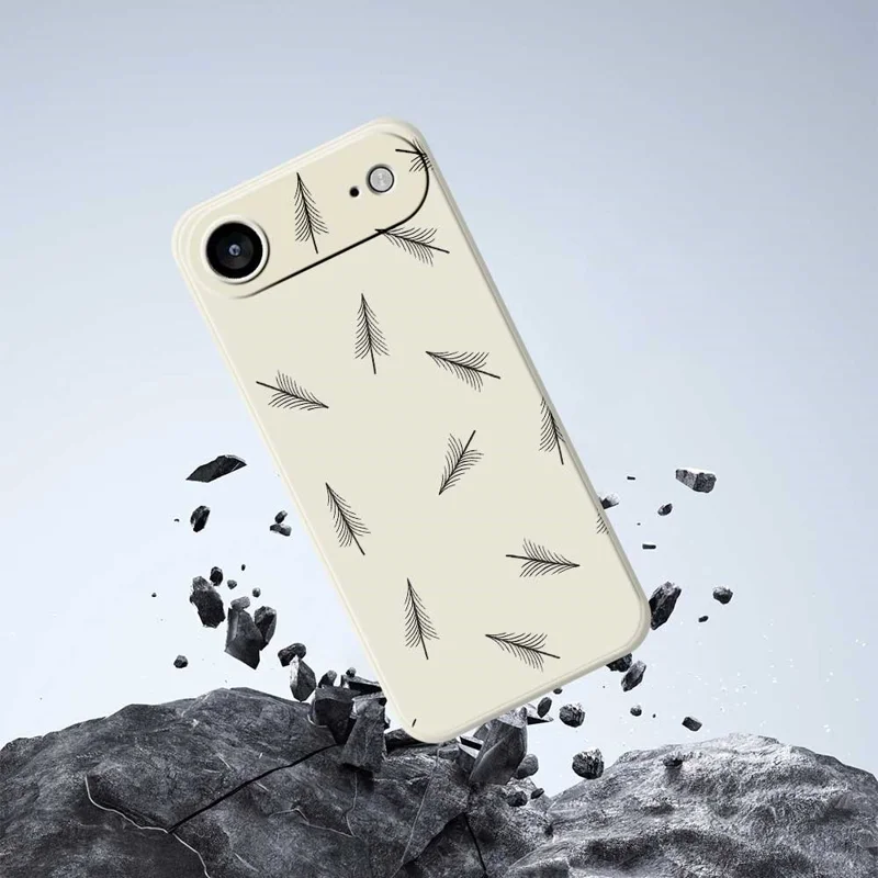 Для iPhone 17 Air Case с ручной росписью деревьев Прямоугольный чехол для телефона из ТПУ - Бежевый