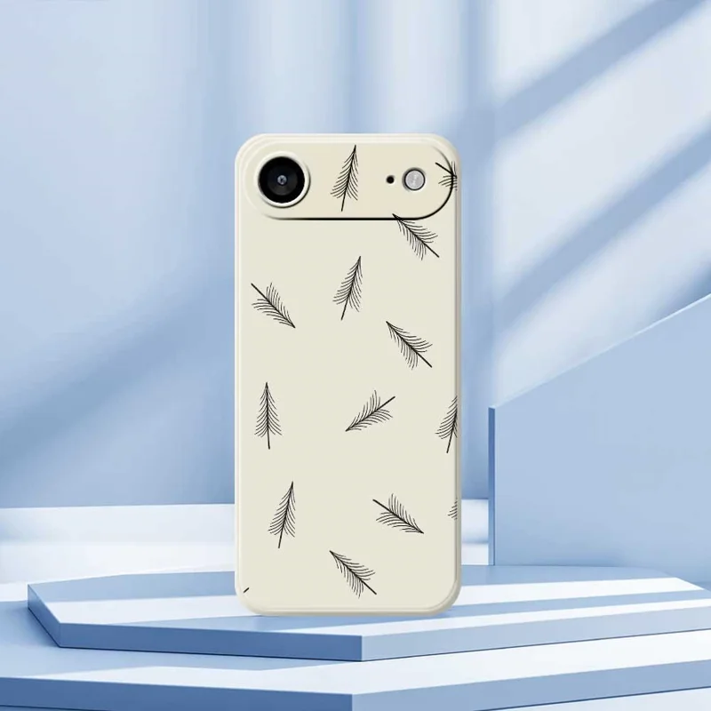 Для iPhone 17 Air Case с ручной росписью деревьев Прямоугольный чехол для телефона из ТПУ - Бежевый