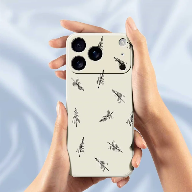 TPU-hoesje voor iPhone 17 Pro Max met handgetekend boommotief, rechte rand, TPU-telefoonhoes - Beige