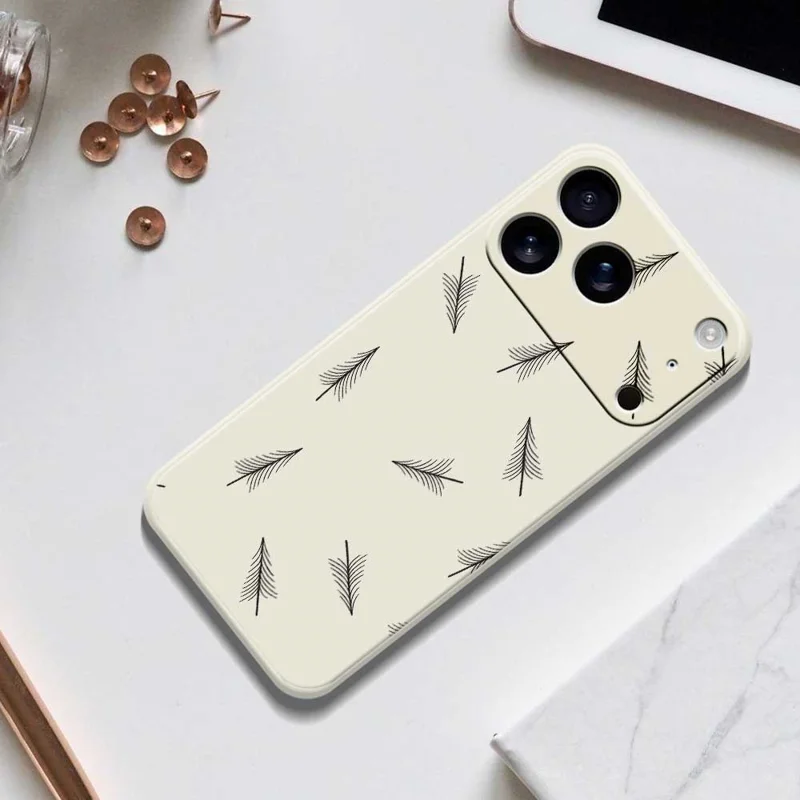 TPU-hoesje voor iPhone 17 Pro Max met handgetekend boommotief, rechte rand, TPU-telefoonhoes - Beige