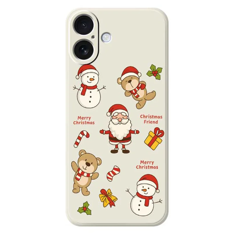 For iPhone 17 Case Christmas Friends Pattern Printing Straight Edge TPU Phone Back Cover - Beige