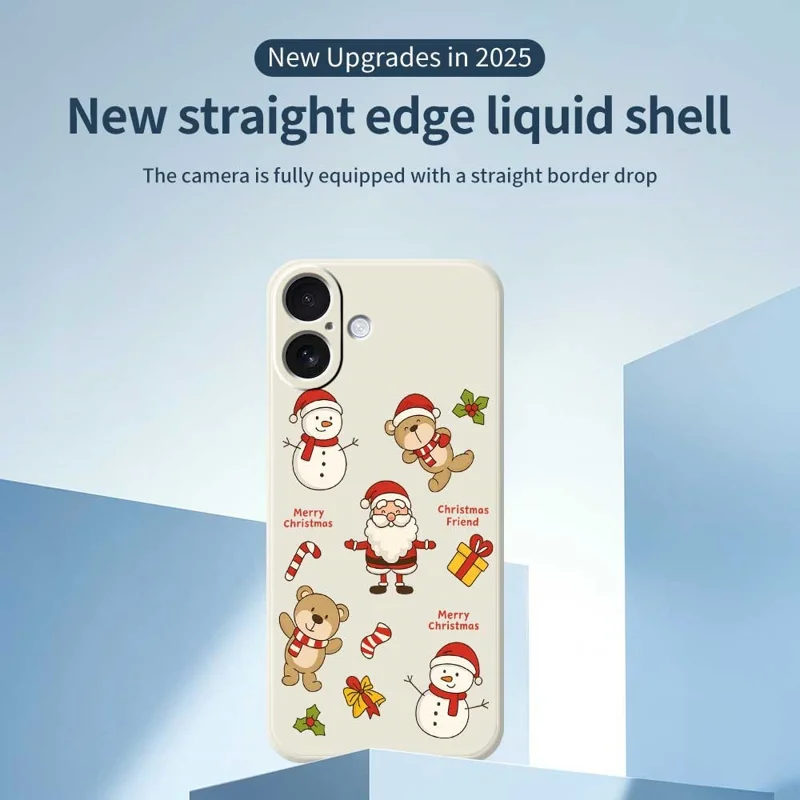 For iPhone 17 Case Christmas Friends Pattern Printing Straight Edge TPU Phone Back Cover - Beige