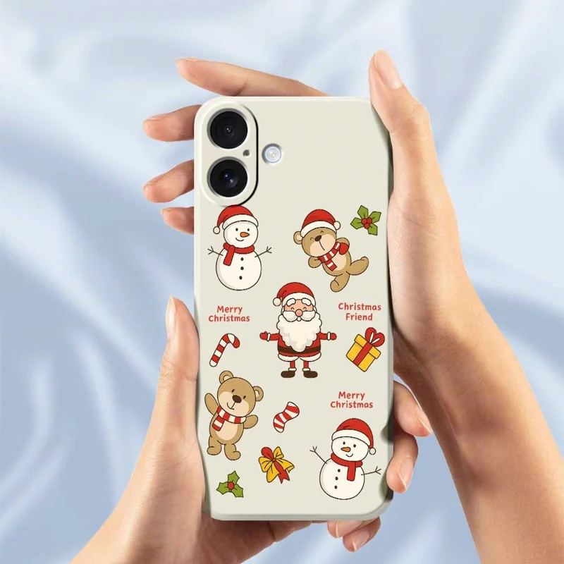 For iPhone 17 Case Christmas Friends Pattern Printing Straight Edge TPU Phone Back Cover - Beige