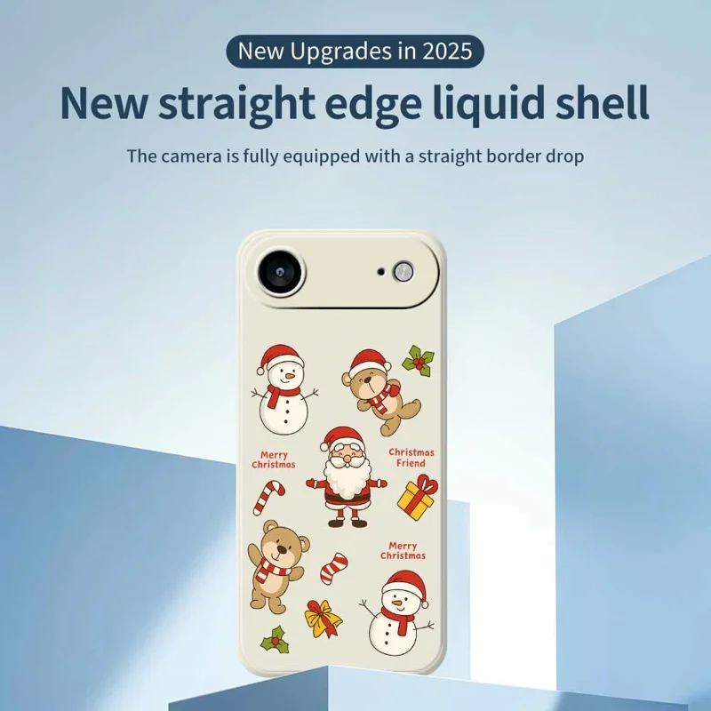 For iPhone Air Case Christmas Friends Pattern Printing Straight Edge TPU Phone Back Cover - Beige