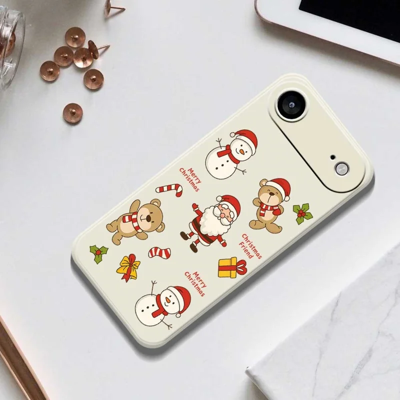 For iPhone Air Case Christmas Friends Pattern Printing Straight Edge TPU Phone Back Cover - Beige
