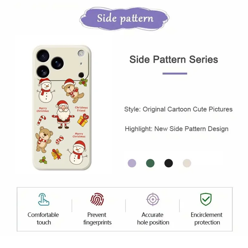 For iPhone 17 Pro Case Kerstvrienden Patroon Printing Rechte Rand TPU Telefoon Achterkant - Beige