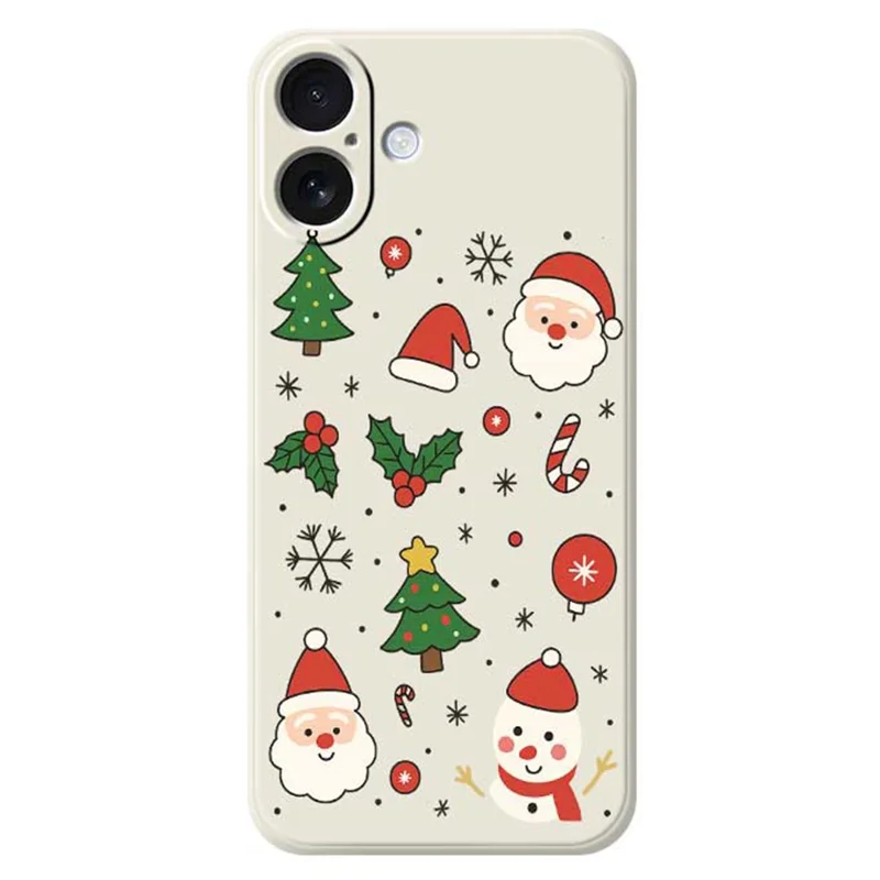 For iPhone 17 Case Christmas Theme Pattern Printing Straight Edge TPU Phone Back Cover - Beige