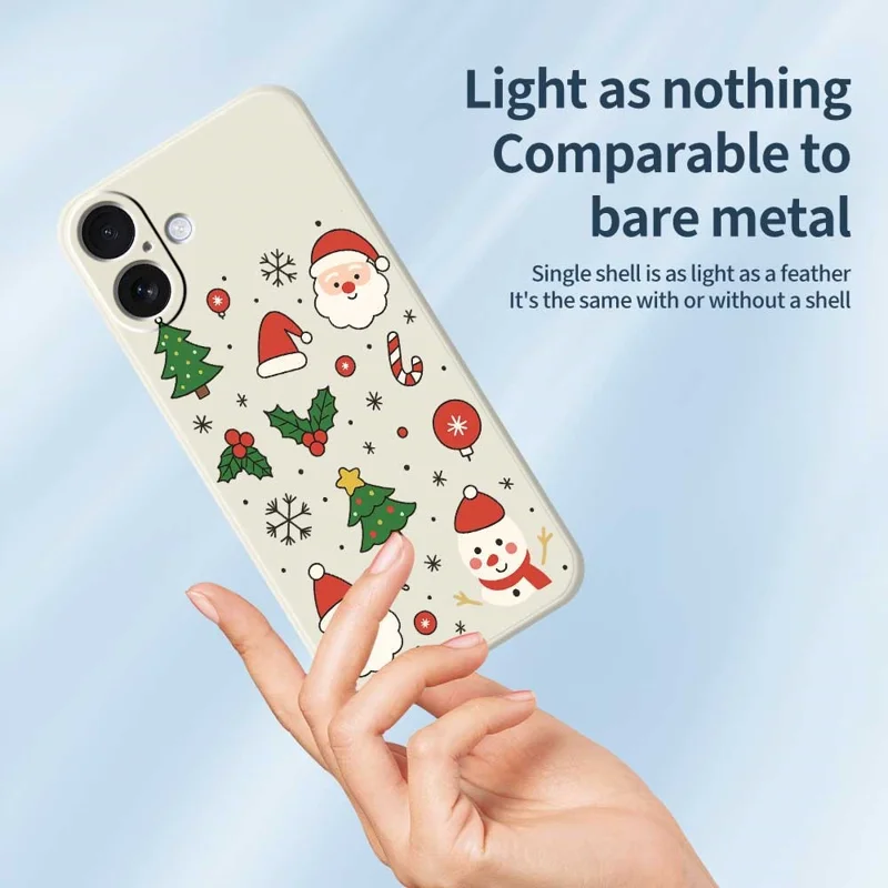 For iPhone 17 Hoesje Kerstthema Patroon Afdruk Rechte Rand TPU Telefoon Achterkant - Zwart