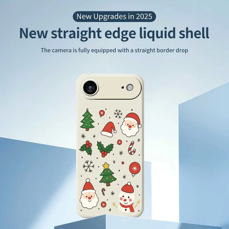 For iPhone 17 Air Case Christmas Theme Pattern Printing Straight Edge TPU Phone Back Cover - Beige