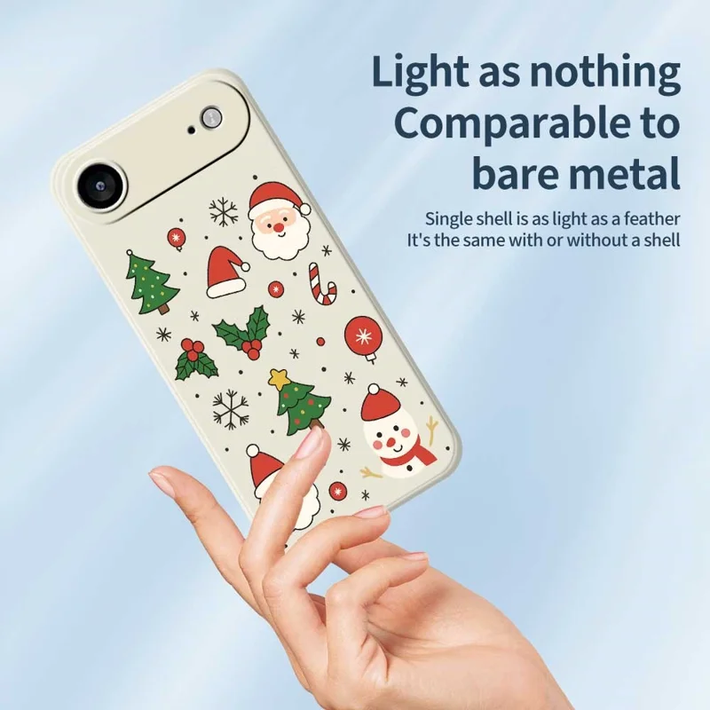 For iPhone 17 Air Case Christmas Theme Pattern Printing Straight Edge TPU Phone Back Cover - Beige