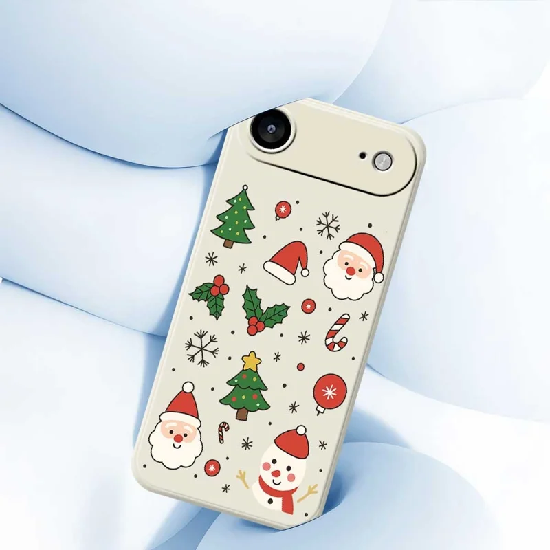 For iPhone 17 Air Case Christmas Theme Pattern Printing Straight Edge TPU Phone Back Cover - Beige