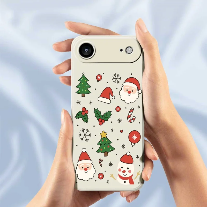 For iPhone 17 Air Case Christmas Theme Pattern Printing Straight Edge TPU Phone Back Cover - Beige