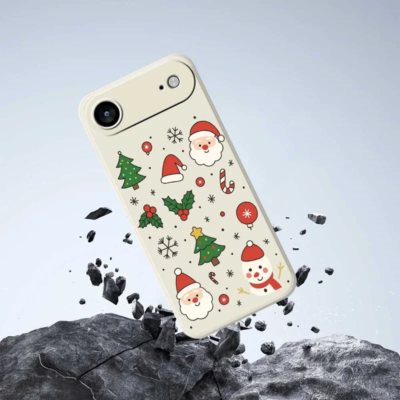 For iPhone 17 Air Case Christmas Theme Pattern Printing Straight Edge TPU Phone Back Cover - Beige