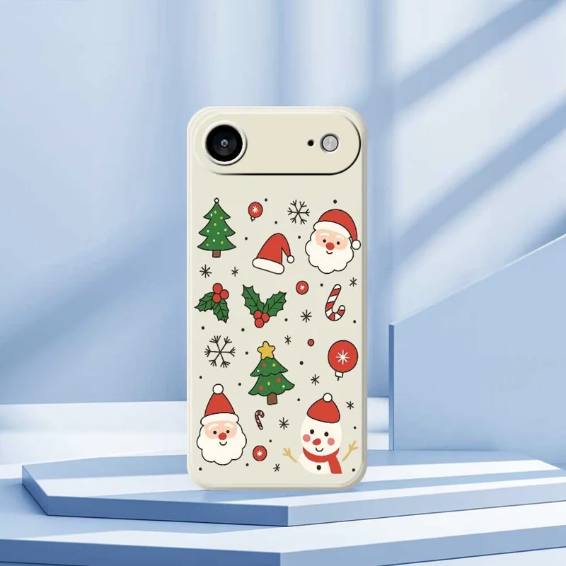 For iPhone 17 Air Case Christmas Theme Pattern Printing Straight Edge TPU Phone Back Cover - Beige