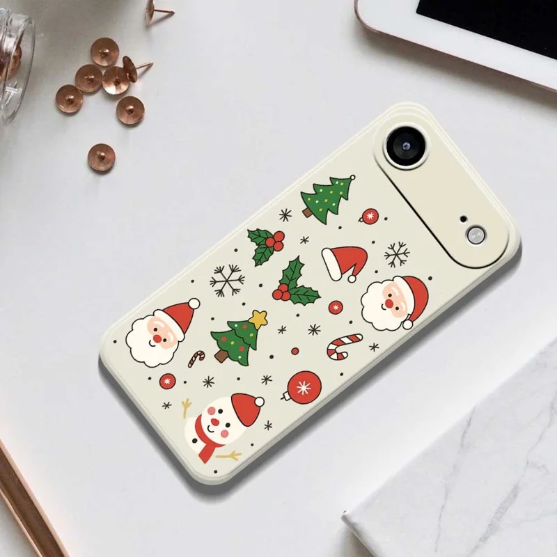 For iPhone 17 Air Case Christmas Theme Pattern Printing Straight Edge TPU Phone Back Cover - Beige
