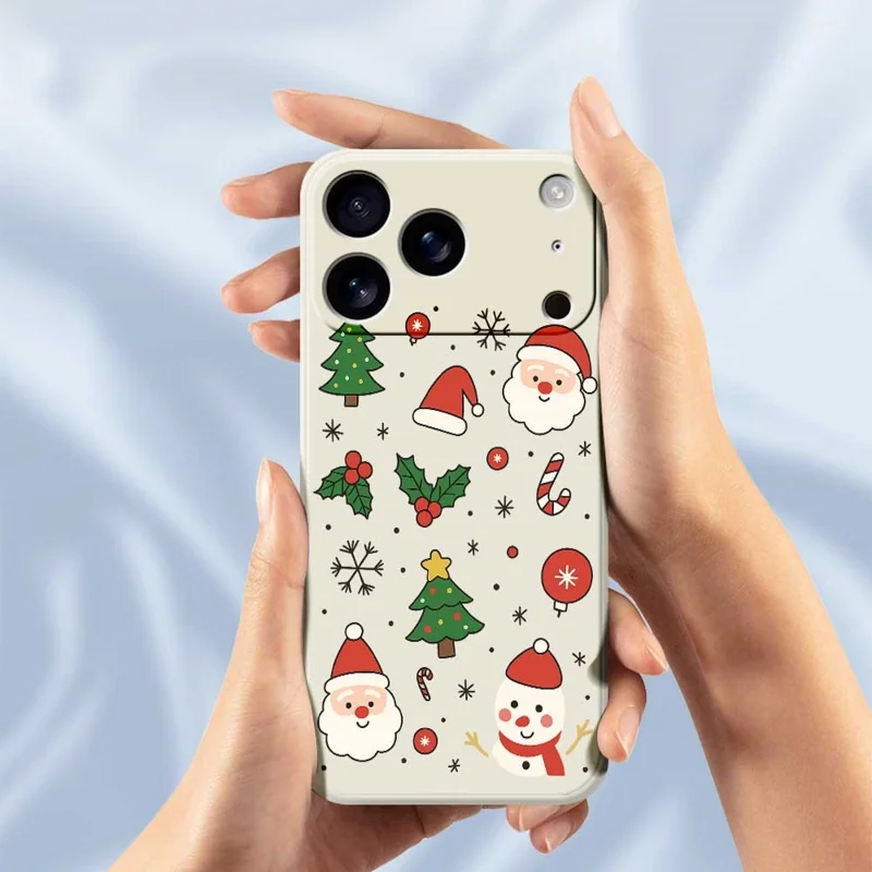 For iPhone 17 Pro Max Case Christmas Theme Pattern Printing Straight Edge TPU Phone Back Cover - Beige
