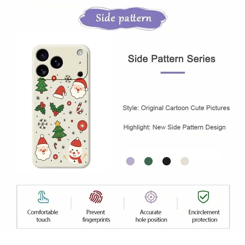 For iPhone 17 Pro Max Case Christmas Theme Pattern Printing Straight Edge TPU Phone Back Cover - Beige