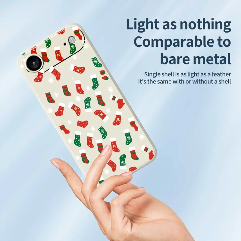 Cover posteriore per iPhone 17 con custodia Air - Motivo a calzini rossi e verdi, bordo dritto, cover in TPU - Beige