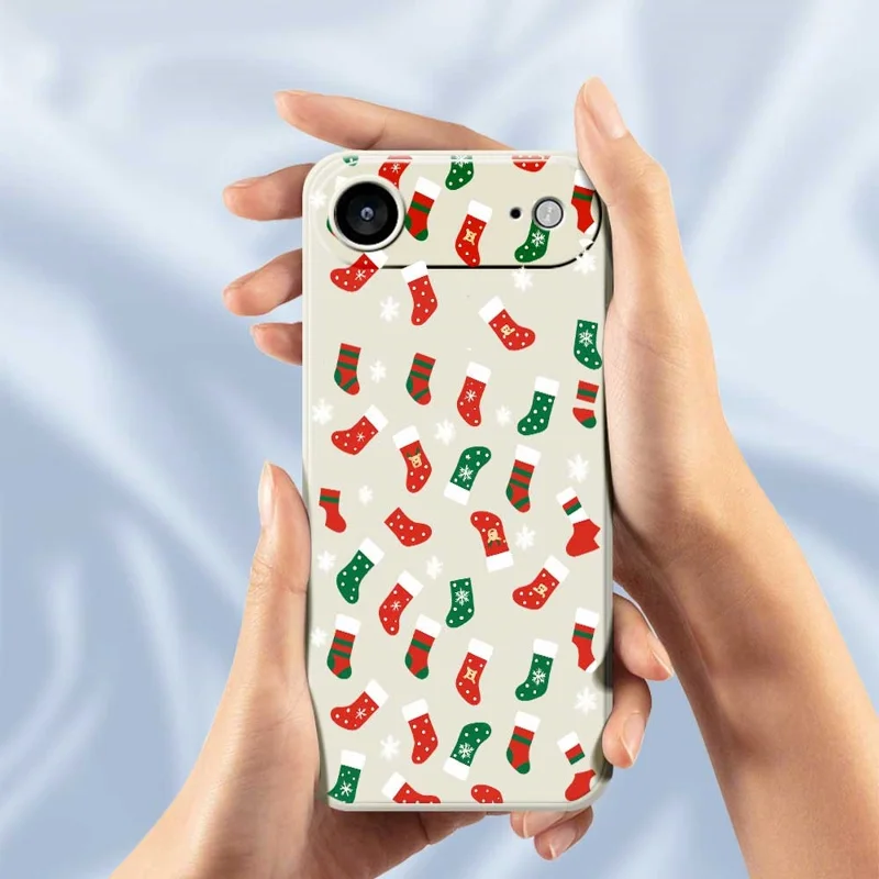 Cover posteriore per iPhone 17 con custodia Air - Motivo a calzini rossi e verdi, bordo dritto, cover in TPU - Beige