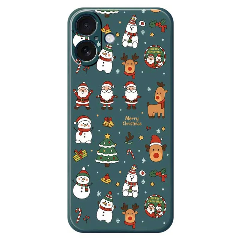 For iPhone 17 Case Santa Claus Snowman Pattern Printing Straight Edge TPU Phone Back Cover - Green