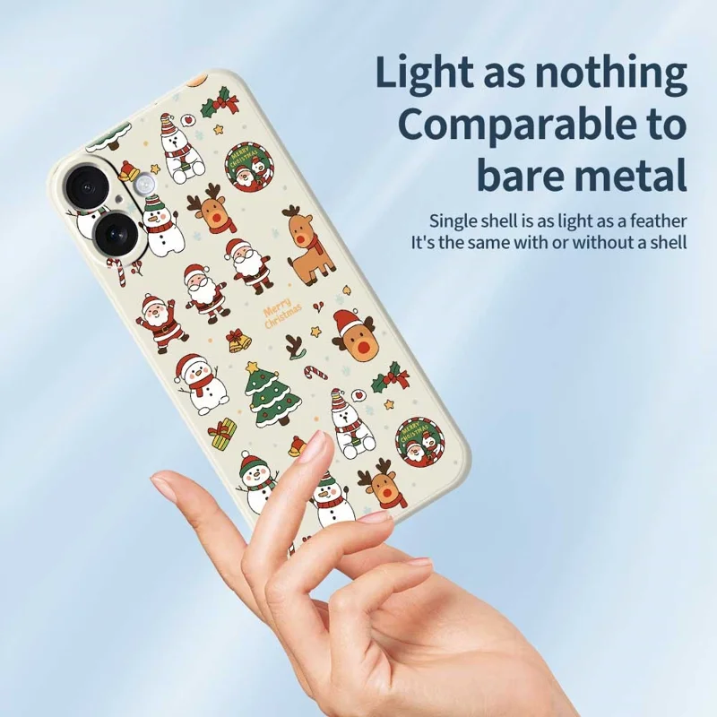 For iPhone 17 Case Santa Claus Snowman Pattern Printing Straight Edge TPU Phone Back Cover - Green