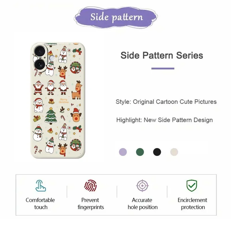 For iPhone 17 Case Santa Claus Snowman Pattern Printing Straight Edge TPU Phone Back Cover - Green