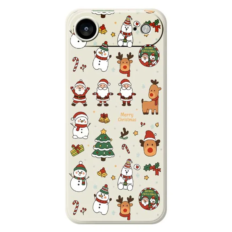 For iPhone Air Case Santa Claus Snowman Pattern Printing Straight Edge TPU Phone Back Cover - Beige