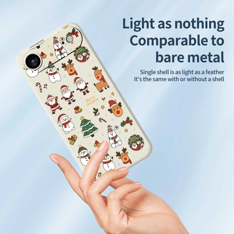 For iPhone Air Case Santa Claus Snowman Pattern Printing Straight Edge TPU Phone Back Cover - Beige