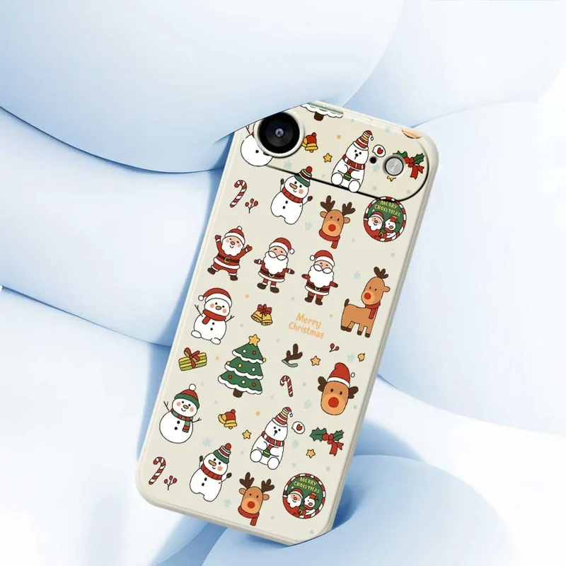 For iPhone Air Case Santa Claus Snowman Pattern Printing Straight Edge TPU Phone Back Cover - Beige