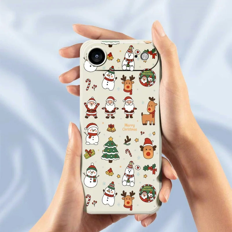 For iPhone Air Case Santa Claus Snowman Pattern Printing Straight Edge TPU Phone Back Cover - Beige
