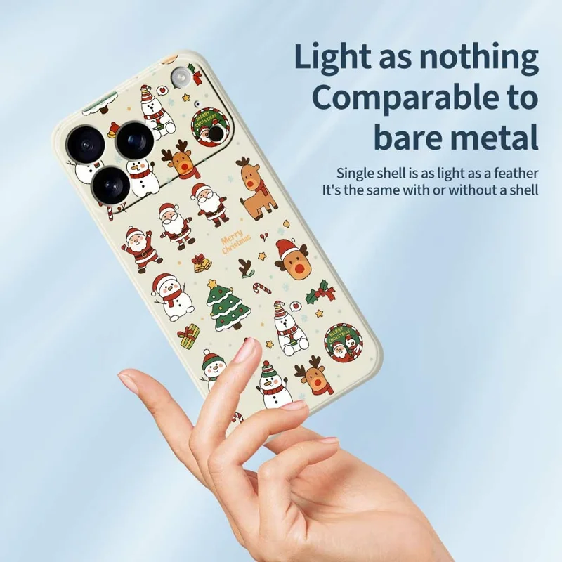 For iPhone 17 Pro Max Case Santa Claus Snowman Pattern Printing Straight Edge TPU Phone Back Cover - Green