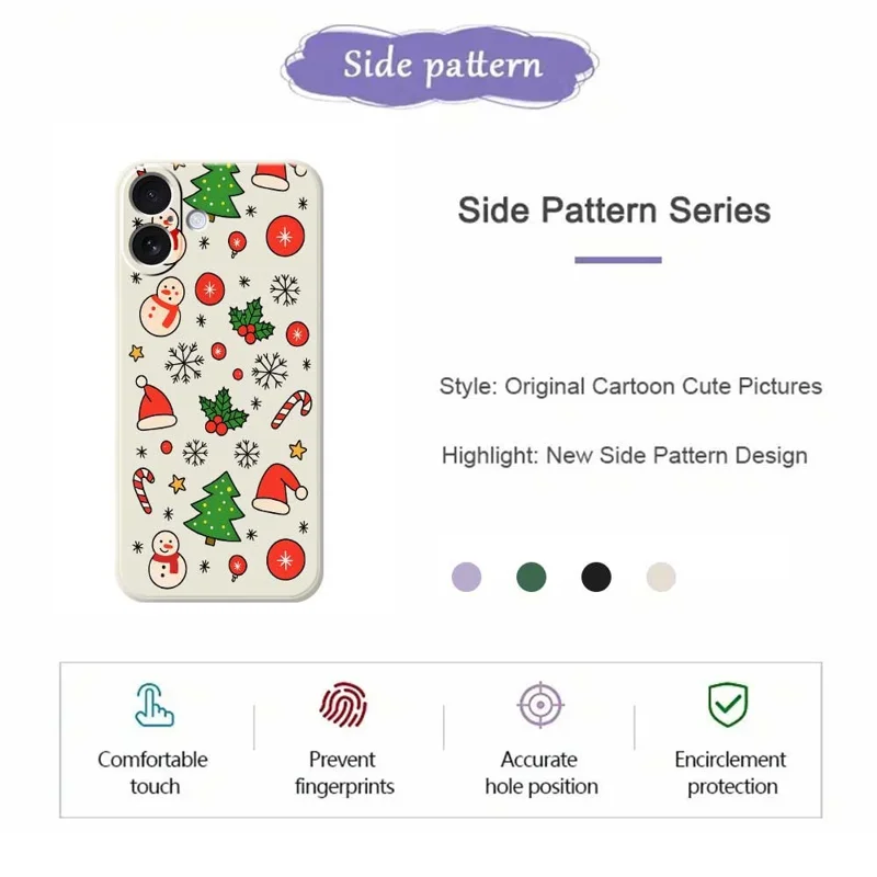 For iPhone 17 Case Christmas Elements Pattern Printing Straight Edge TPU Phone Back Cover - Beige