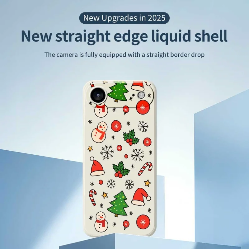 For iPhone Air Case Christmas Elements Pattern Printing Straight Edge TPU Phone Back Cover - Beige