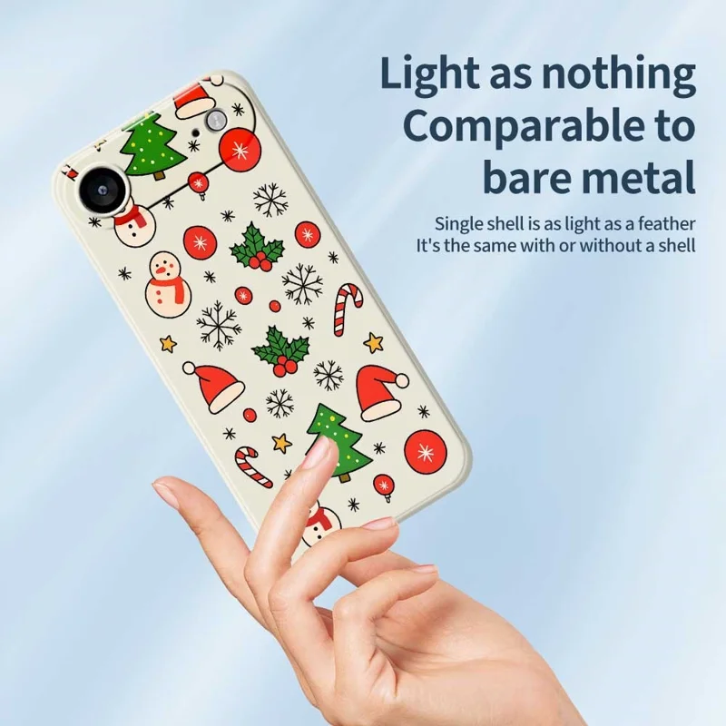 For iPhone Air Case Christmas Elements Pattern Printing Straight Edge TPU Phone Back Cover - Beige