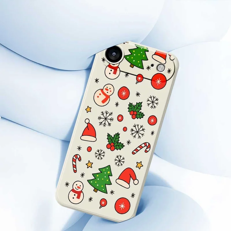 For iPhone Air Case Christmas Elements Pattern Printing Straight Edge TPU Phone Back Cover - Beige