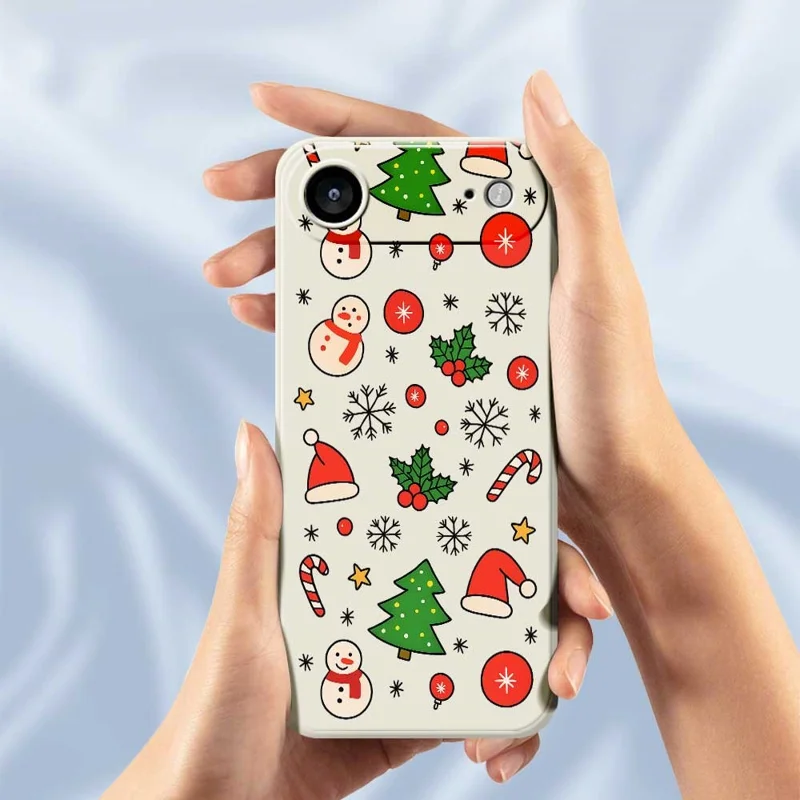 For iPhone Air Case Christmas Elements Pattern Printing Straight Edge TPU Phone Back Cover - Beige