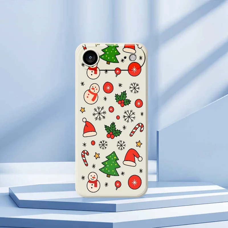 For iPhone Air Case Christmas Elements Pattern Printing Straight Edge TPU Phone Back Cover - Beige