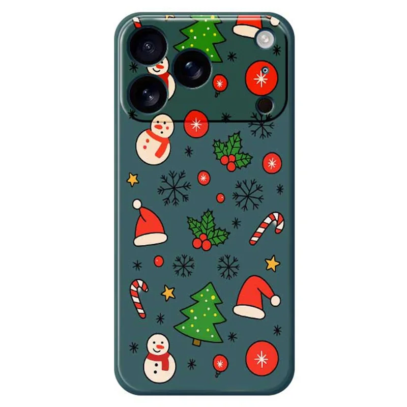 For iPhone 17 Pro Case Christmas Elements Pattern Printing Straight Edge TPU Phone Back Cover - Green