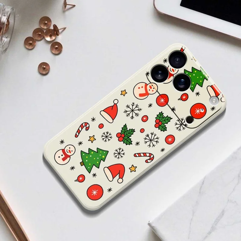 For iPhone 17 Pro Case Christmas Elements Pattern Printing Straight Edge TPU Phone Back Cover - Green