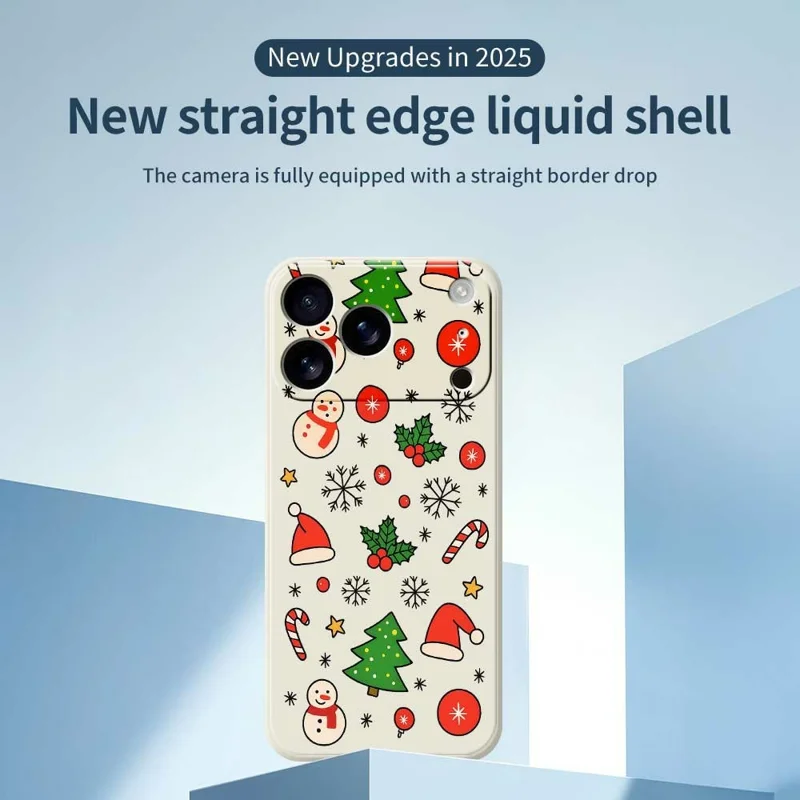 For iPhone 17 Pro Max Case Christmas Elements Pattern Printing Straight Edge TPU Phone Back Cover - Beige