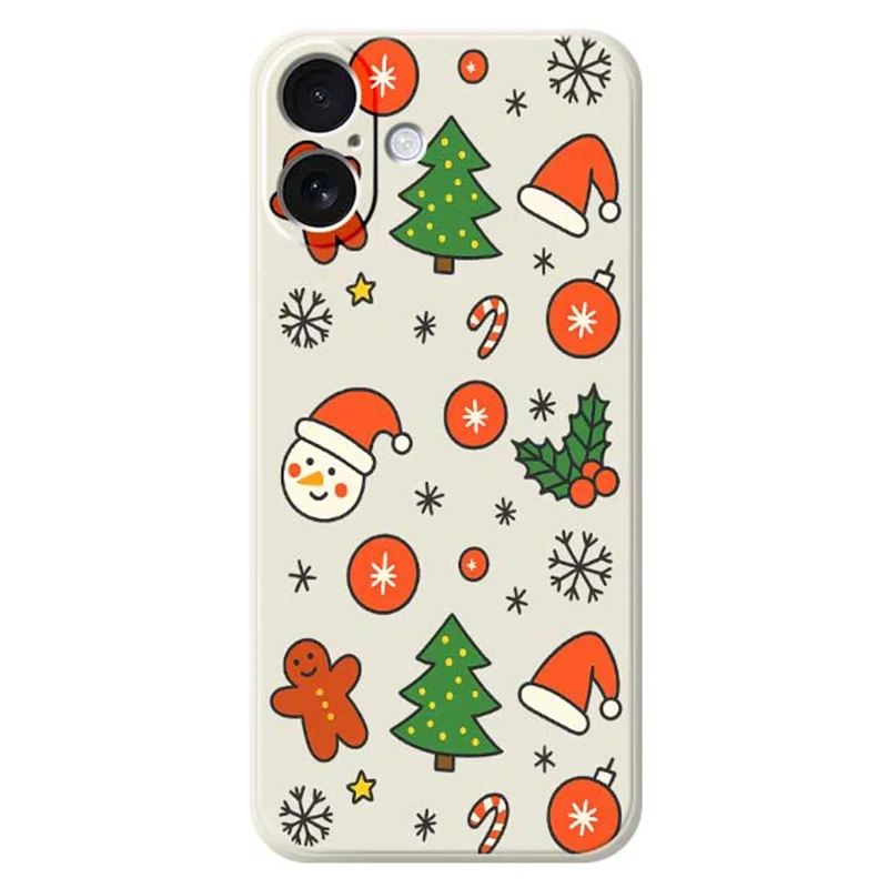 For iPhone 17 Hoesje Mooi Kerstpatroon Rechte Rand TPU Telefoonhoesje - Beige