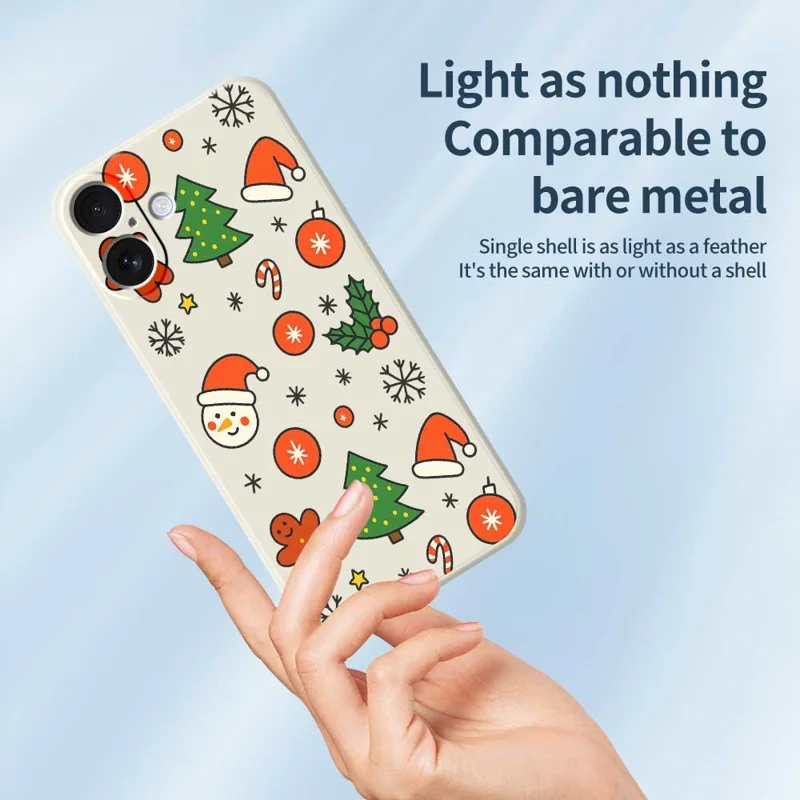 For iPhone 17 Hoesje Mooi Kerstpatroon Rechte Rand TPU Telefoonhoesje - Beige