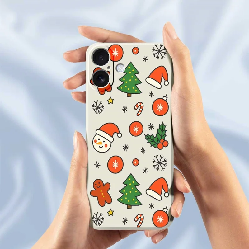 For iPhone 17 Hoesje Mooi Kerstpatroon Rechte Rand TPU Telefoonhoesje - Beige