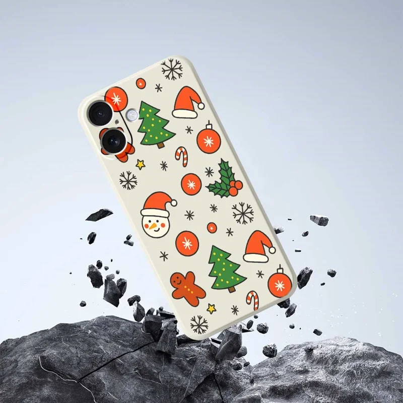 For iPhone 17 Hoesje Mooi Kerstpatroon Rechte Rand TPU Telefoonhoesje - Beige