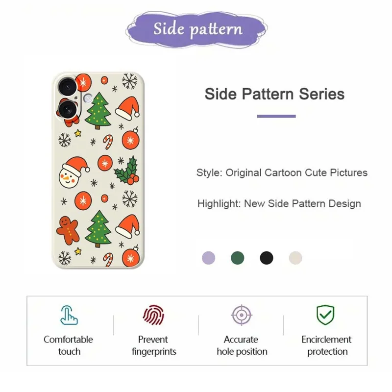 For iPhone 17 Hoesje Mooi Kerstpatroon Rechte Rand TPU Telefoonhoesje - Beige