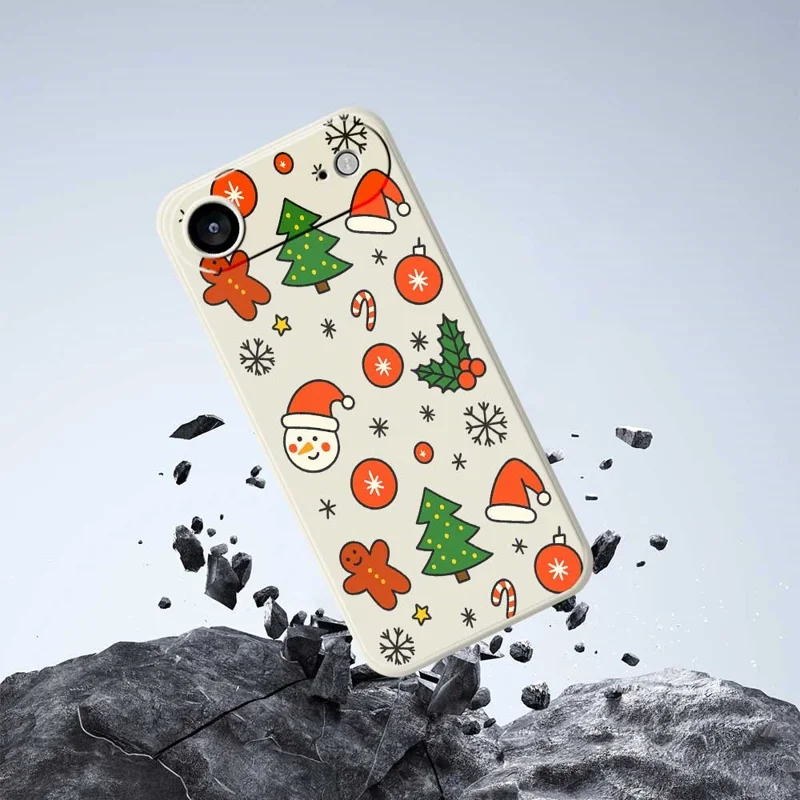 Voor iPhone Air hoesje Mooi kerstpatroon Rechte rand TPU telefoonhoesje - Beige