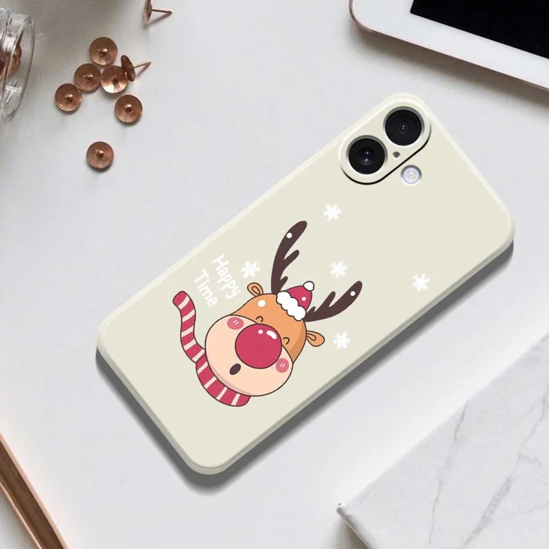 For iPhone 17 Hoesje met Lachend Hert Patroon Rechte Rand TPU Telefoon Achterkant - Zwart